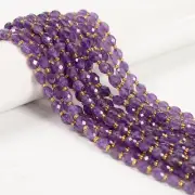 Natural Amethyst Faceted Rice Shape Beads Size 6x8mm 15.5 Strand