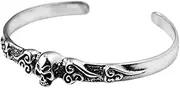 [Generic] 925 Sterling Silver Embossed skull Bangle Punk open cuff bracelet ~ Skull Bangle ~ Wrist Jewelry ✬✬✬By Fantasy World✬✬✬, Medium, no gemstone