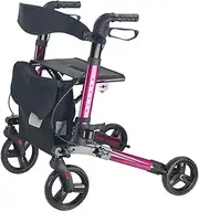Folding Rollator Walker with Seat & Bag, Height Adjustable & Mobility Lightweight Rolling Adult Walker for Elderly & Senior,Purple