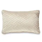 Beige Laser Embossed Chevron Pattern With Feather Down Insert Pillow