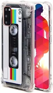 Case for Galaxy S20 with Reinforced Corners TPU Soft Bumper Retro Cassette Tape
