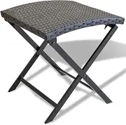 Folding Stool Poly Rattan Black Patio Foot Rest