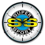 Retro Nostalgic Chevy SS Super Sport Game Room Man Cave LED Lighted Wall Clock