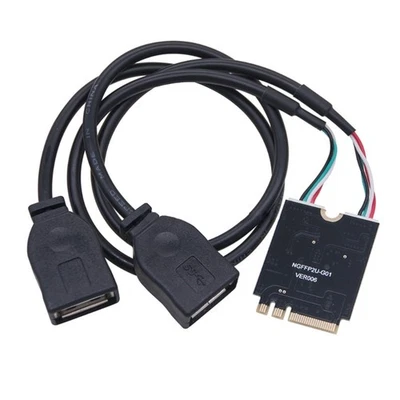 M.2 A+E Key Adapter to Double USB 2.0 Output Expansion Card Converter Cable