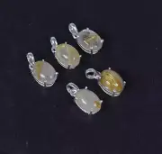 Wholesale 5PC 925 Solid Sterling Silver Golden Rutile Pendant Lot I181