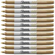 Sharpie Permanent Marker Fine Point 1.0mm Metallic Gold Box 12