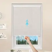 GENIMO 100% Blackout Roller Window Shades, Window Blinds Cordless with Thermal Insulated, UV Protection Fabric, Mini French Door Blinds for Home, Office, Bedroom, Easy to Install, Ivory, 33" W X 75" H