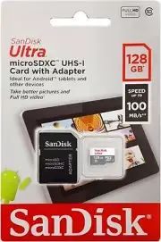 SanDisk Ultra 128GB UHS-I Class 10 MicroSDXC Card 80mb/s SDSQUNC-128G Adapter