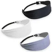 [FROG SAC] 2 Sport Headbands for Women, Adjustable Non Slip Athletic Sports Hair Bands for Teen Girls, Black and Gray Nonslip Stretch Elastic Workout Mesh Headband for Yoga Running Exercise Soccer