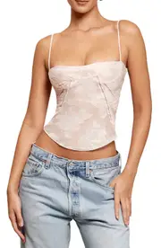 HOUSE OF CB Lisette Floral Lace Corset Camisole in Pink at Nordstrom, Size Large D