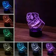 3D Rottweiler Dog Desk Light - 7 Color LED Lamp Base w USB & Touch control