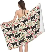 JBYJBX Red Flower Show Steer Cows Cattle Print Beach Towel Quick Dry Sandproof Microfiber Beach Bath Towel for Travel Pool Camping