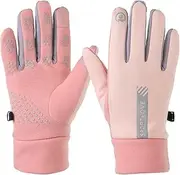 [uxcell] Winter Ski Snow Gloves, 1 Pair Waterproof Winter Warming Gloves Touchscreen Skiing Working Gloves for Women, Pink