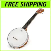 Sapele Back Banjo Ukulele - Professional Sound, Smooth Fretboard - 4 String