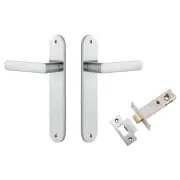 Osaka Lever Oval Backplate Passage Kit Brushed Chrome