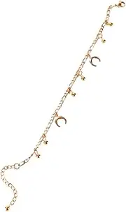 VALICLUD 1pc Round Beads Moon Anklet Creative Anklet Anklets for Women Anklets Anklet Bracelets for Women Beaded Ankle Bracelet Adjustable Ankle Bracelet Beads Anklet Alloy Golden