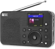 Ocean Digital WR-18 Handheld Portable Internet Radio, FM, Bluetooth Speaker, Micro SD, Rechargeable, 5 Preset Buttons, Dimmer, Auto-Off Timer, Color Display