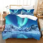 Single/Double/Queen/King Bed Doona/Duvet/Quilt Cover Linen Snow Mountain Aurora