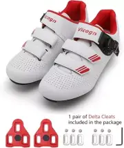 Vicogn 43 White Indoor/Outdoor Cycling Shoes(Unisex)with Delta Cleats-Peloton