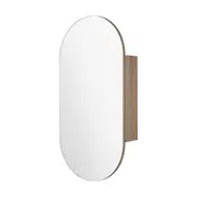 ACA 90x45CM Bathroom Wall Mount Dual-Open Door Oval Mirror Cabinet Storage Vanity Wood Shelf