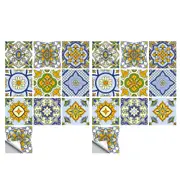 Wall Art 20Pcs Mandala Pattern Tile Wall Stickers Water Resistant Wallpaper Removable Decal for Kitchen Bathroom-