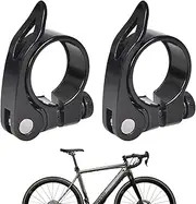 Homirty Pack of 2 Saddle Clamps Aluminium Alloy Quick Release Seat Clamp, Bicycle Seat Clamp 31.8 mm, Bicycle Seat Post Clamp, Aluminium Alloy Seat Clamp, Black