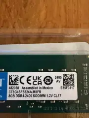 Crucial 8GB DDR4 2400 MHz PC4-19200 SODIMM Memory RAM 1x (CT8G4SFS824A)