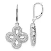 Sterling Silver & Cz Brilliant Embers Leverback Earrings