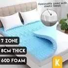 Deluxe Memory Foam Mattress Topper 7-Zone 8cm Cool Gel Bamboo Fabric King New