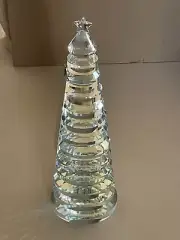 RACHEL ZOE CLEAR ART GLASS HAND CUT CRYSTAL CHRISTMAS TREE W/ STAR ON TOP 10,75”