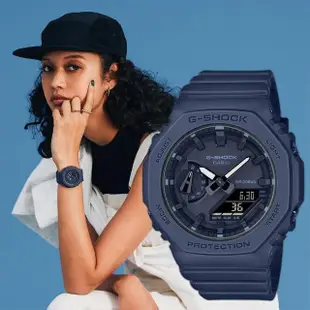 【CASIO 卡西歐】G-SHOCK 女錶 八角農家橡樹 霧面雙顯手錶-藍(GMA-S2100BA-2A1)