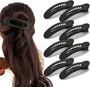 Large Duck Billed Black Hair Clips, Ahoney 8 Pack Alligator Claw Clips for Thick Hair - Flat Slide Matte Finish Hair Styling Accessories (Black)