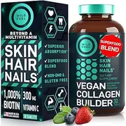 Wild Fuel Maximum Potency Vegan Collagen Builder - Cruelty-Free Kickstart Formula - Concentrated Support for Younger-Looking Skin, Strong Hair and Nails and Flexible Joints - Non-GMO - 30 Tablets