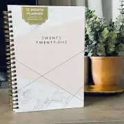 2021 Planner 12 Months 01/21-012/21 Weekly/Yearly Pink Marble Gold Stickers