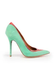 Green Suede Point Toe Pumps