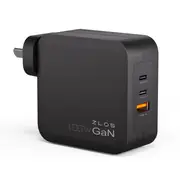 ZLOS 100W GaN 3-Port USB-C USB-A Wall Fast Charger (Black)