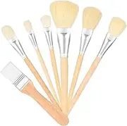 7Pcs Gilding Brushes Assorted Size Mop Brushes for Painting,Versatile Blending Mop Brush Assorted Size Paint Brushes Paint Brush with Wooden Handle,Assorted Size Acrylic Paint Brush Blending Mop Brush
