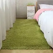 Soft Bedroom Carpet Plush Area Rugs Non-Slip Fuzzy Shag Plush Soft Shaggy Bedside Rug Living Room Carpet for Girls Kids,Grass Green,100x200cm 39x78inch