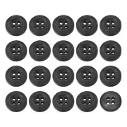 50Pcs Wooden Buttons 11.5mm 4 Hole Round Wood Sewing Button Craft, Black
