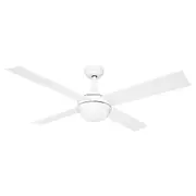 52 Inch Ceiling Cooling Fan with Lights and Remote LED Lamp 4 Blades 3 Speed Timer White
