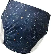 kokiya Adult Cloth Diaper Washable Nappy Cover Adjustable Buckle Side for Old Man Drying Soft Material Protective Underwear, Spaceman XXL