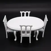 Odoria 1:12 Miniature Round Table and 4 Dining Chairs Dollhouse Kitchen Furniture Accessories