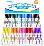 Toidgy 200 PCS Washable Markers for Kids, Colored Markers Bulk for School, Thin Marker Set in 10 Assorting Colors, Fine Line Markers with Conical Tip, Back to School Supplies, Classroom Must Haves