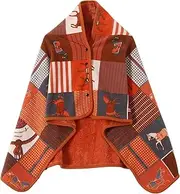 XING YE CHUAN Fleece Wearable Blanket, Comfy Poncho Throw with Buttons, Plush Sleeveless Blankets, for Women Cape Wrap Cover