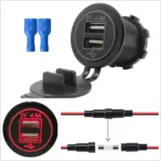 1X Car Vehicle Camper 4.8A Dual USB Charger Socket Power Outlet Red LED Aperture (for: Fiat)