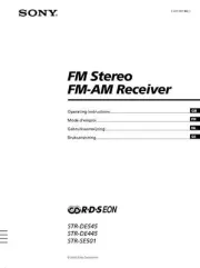 Sony STR-DE445 Amplifier / Receiver Owners Instruction Manual Printed or PDF