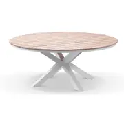 Tuscany Round 1.8m Outdoor Aluminium and Teak Dining Table with 8 Hugo Rope Chairs - Outdoor Aluminium Dining Settings