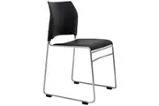 Buro Maxim Sled Base Cafe Chair Silver Powdercoat Frame Black