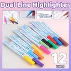 12Colors Card Writing Drawing Double Line Outline Pen Highlighter Marker Pen NEW