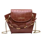 Stone Pattern PU Leather Crossbody Bags For Women Thick Chain Design Shoulder Messenger Bag Lady Mini Tote Lipstick Handbags